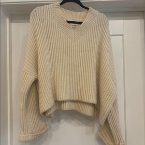 NWT The Frankie Shop Cream V-Neck Sweater